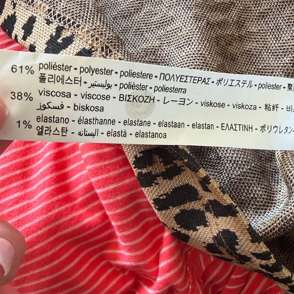 Zara Leopard Smocked Mock Neck Puff Sleeve Top - Tan & Black - Picture 4 of 4